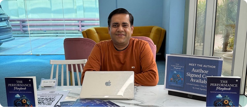 Vivek Agrawal at a book signing event for The Performance Playbook